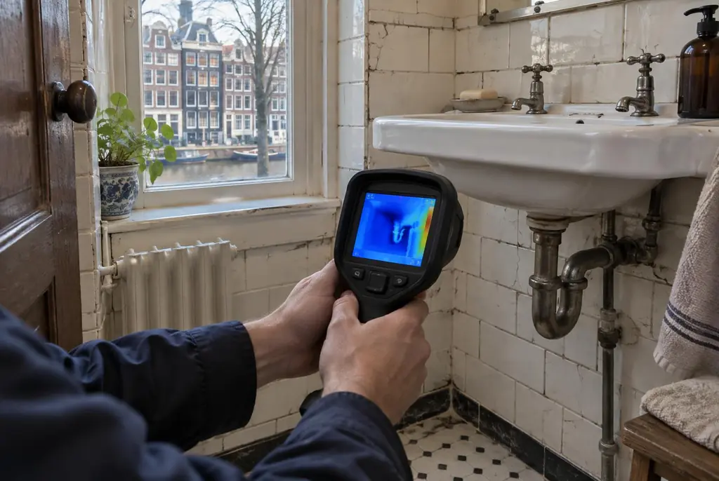 Lekdetectie Ermelo – badkamer met oude leidingen achter de tegels
