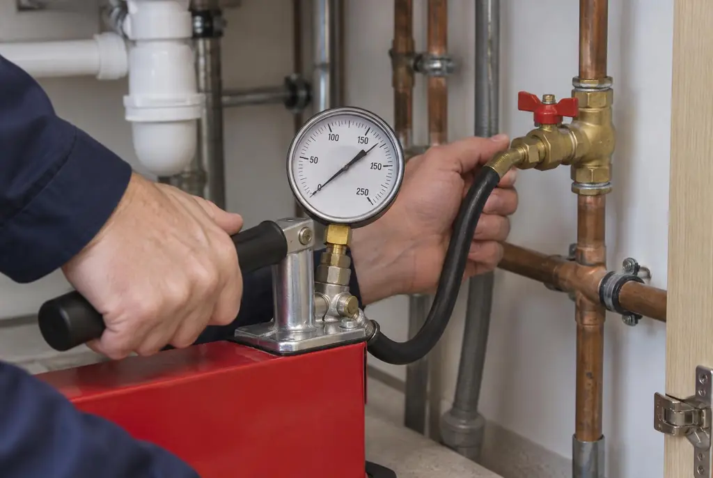 Lekdetectie Ermelo – druktest op een waterleiding met een manometer