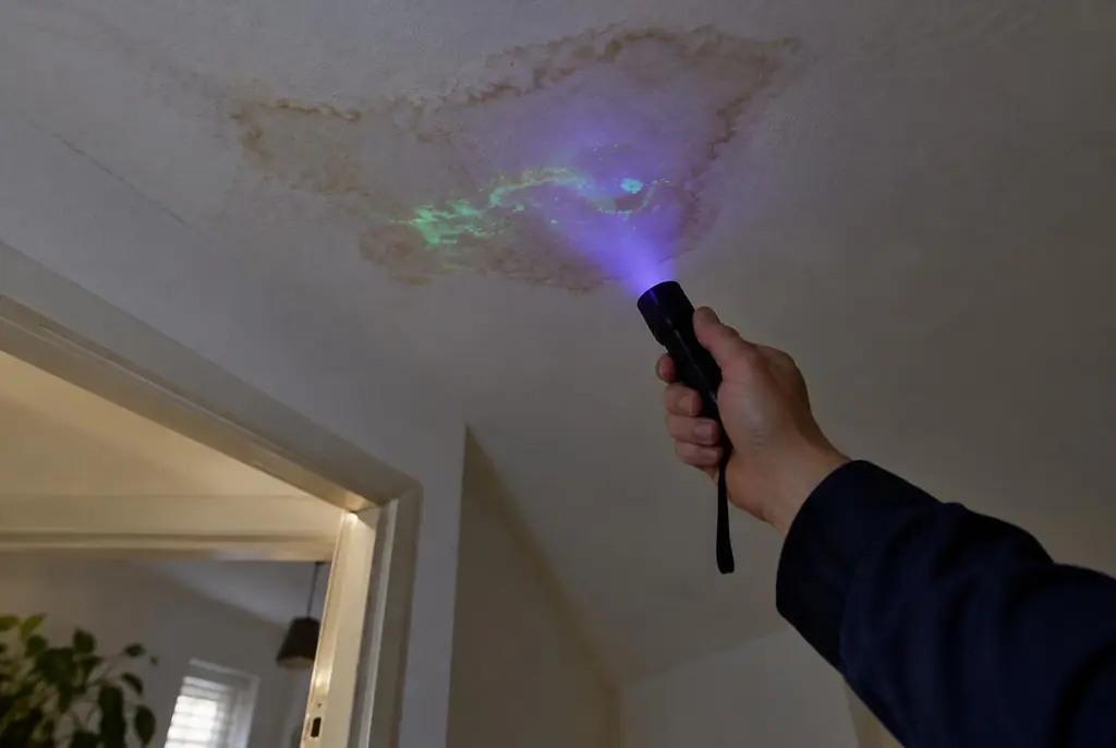 Lekdetectie Ermelo – kleurstof controleren op het plafond met uv-licht