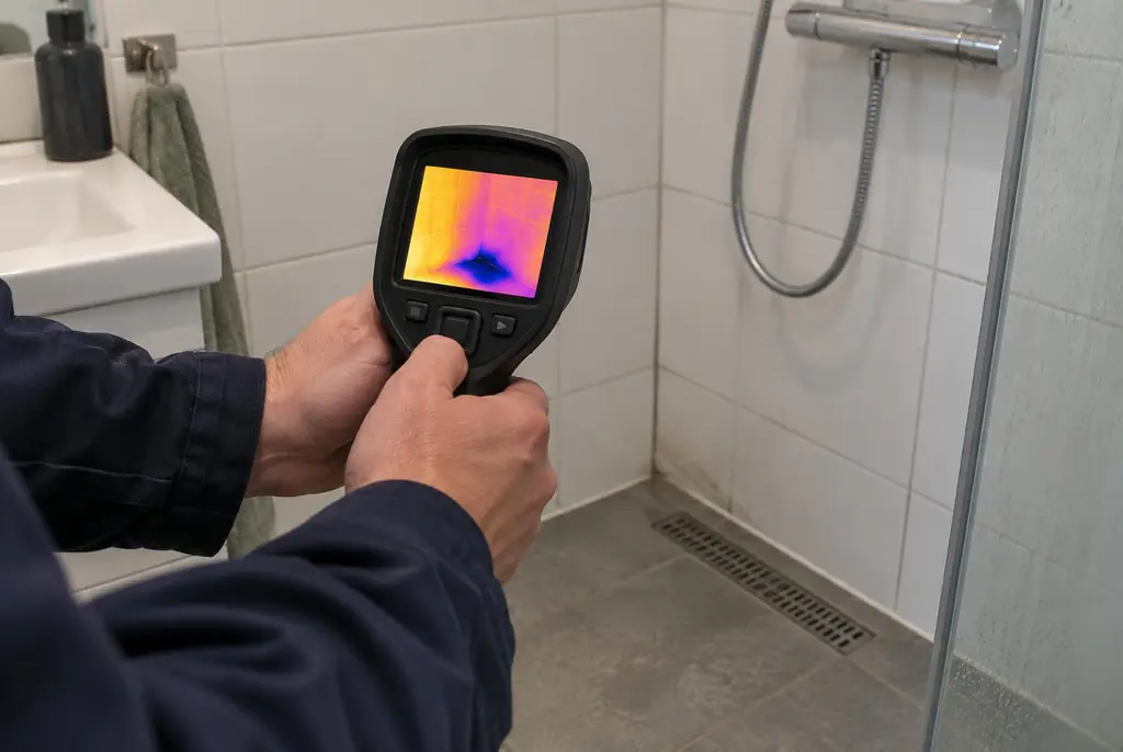 Lekdetectie Ermelo – lekdetectiespecialist met warmtebeeldcamera in een badkamer
