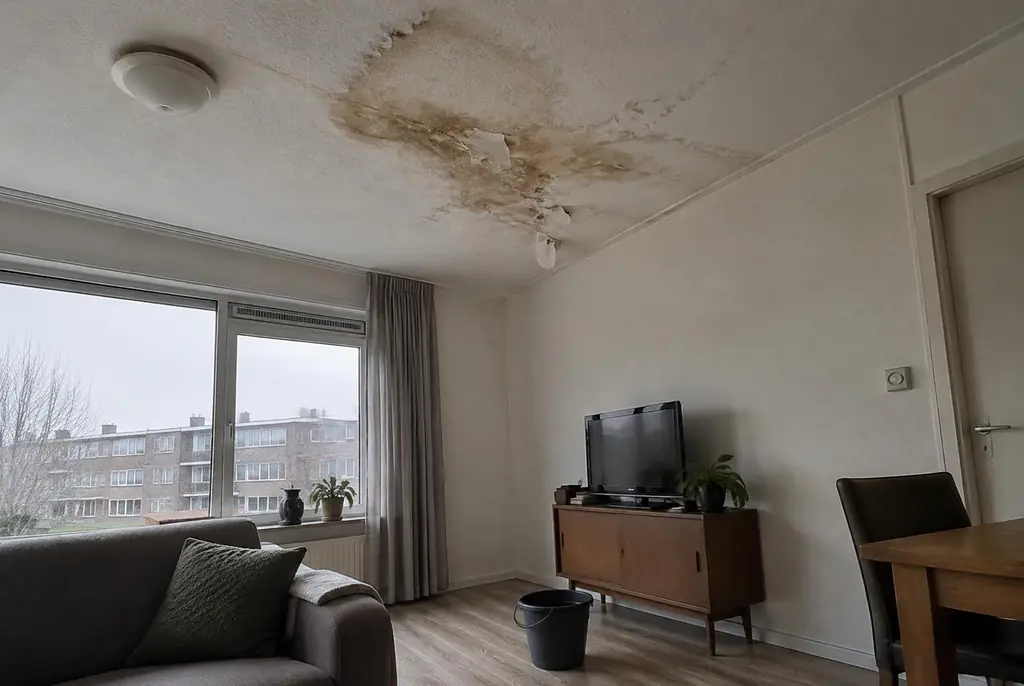 Lekdetectie Ermelo – vochtplek op het plafond onder een badkamer
